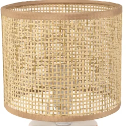 Lampe en céramique rayée corail et blanc h27cm - Medi