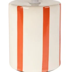 Lampe en céramique rayée corail et blanc h27cm - Medi