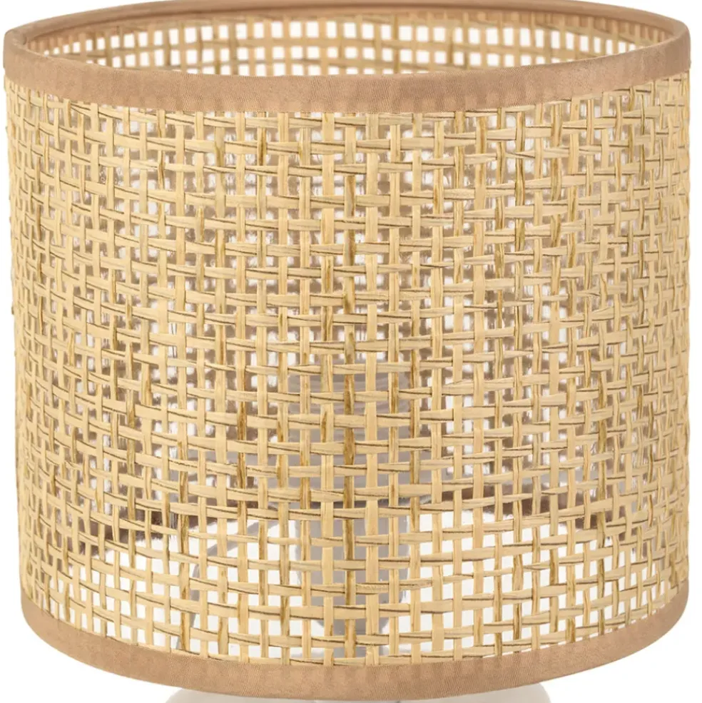 Lampe en céramique rayée émeraude et blanc h27cm - Medi