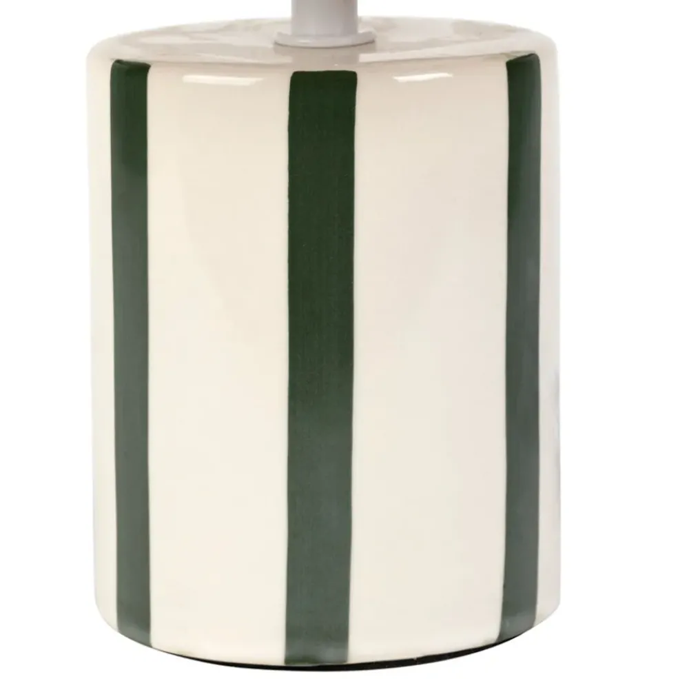Lampe en céramique rayée émeraude et blanc h27cm - Medi