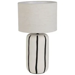 Lampe en céramique rayée noir et écru h46cm - Paese