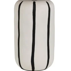 Lampe en céramique rayée noir et écru h46cm - Paese