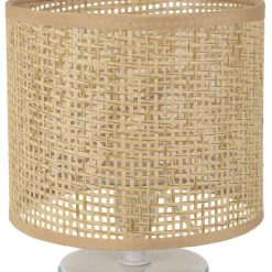 Lampe en céramique rayée turquoise et blanc h27cm - Medi