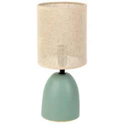 Lampe en céramique sauge et lin naturel - Jadea