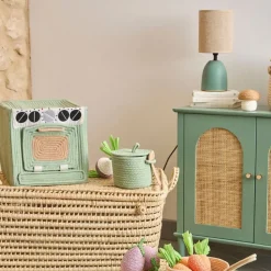 Lampe en céramique sauge et lin naturel - Jadea