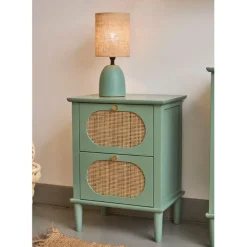 Lampe en céramique sauge et lin naturel - Jadea