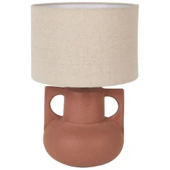 Lampe en céramique terracotta et lin h33.5cm - Eterra