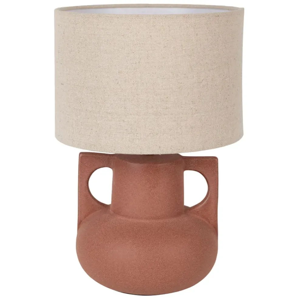 Lampe en céramique terracotta et lin h33.5cm - Eterra