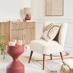 Lampe en céramique terracotta et lin h33.5cm - Eterra