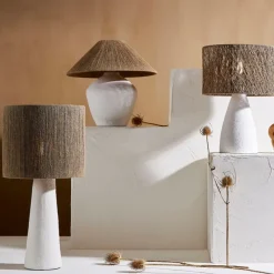 Lampe en fer blanc et jute h57cm - Quintao