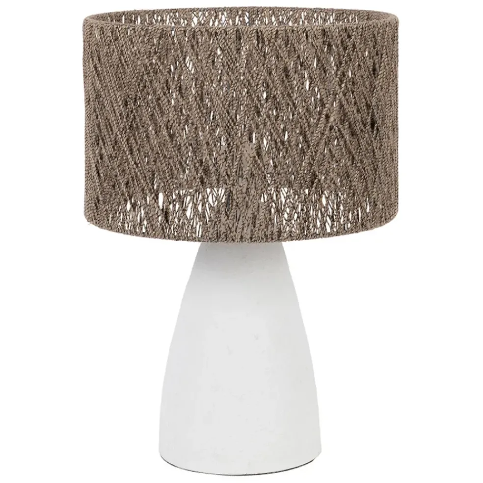 Lampe en fer blanc et jute h41cm - Quintao