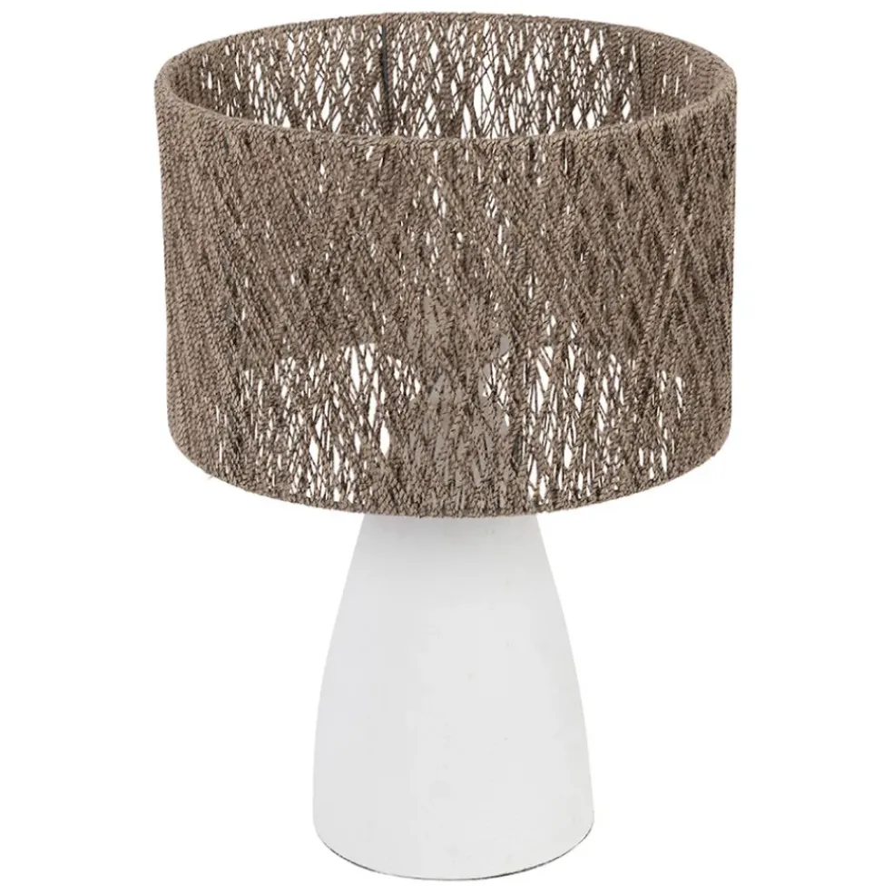 Lampe en fer blanc et jute h41cm - Quintao