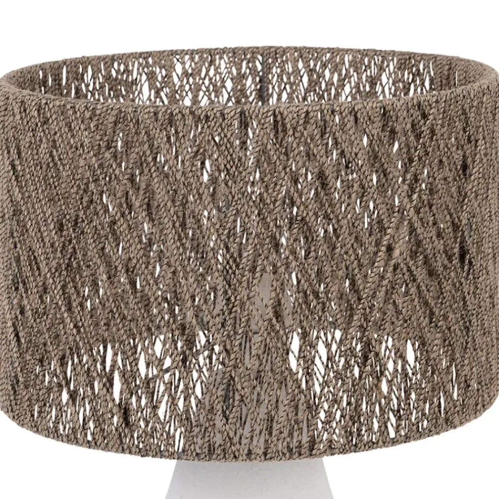 Lampe en fer blanc et jute h41cm - Quintao