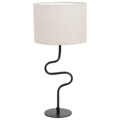 Lampe en fer et coton noir et beige d29xh60cm - Funky