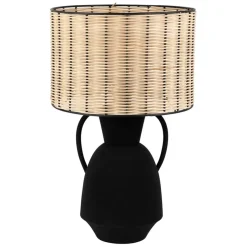 Lampe en fer noir et rotin h49cm - Haleg