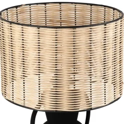Lampe en fer noir et rotin h49cm - Haleg