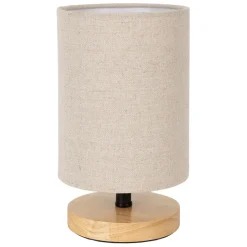 Lampe en hévéa et lin naturel et beige h23.5cm - Filen