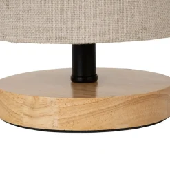 Lampe en hévéa et lin naturel et beige h23.5cm - Filen