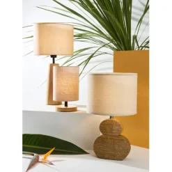 Lampe en manguier et coton naturel h47.5cm - Eterra