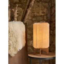 Lampe en manguier et lin naturel h41cm - Fontelo