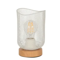 Lampe en métal blanc et effet bois h19.5cm - Ottawa