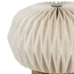 Lampe en papier et lin blanc et support en manguier naturel d43xh31cm - Fontelo