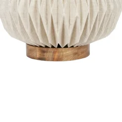 Lampe en papier et lin blanc et support en manguier naturel d43xh31cm - Fontelo