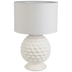 Lampe en porcelaine et lin blanc h59cm - Phebe