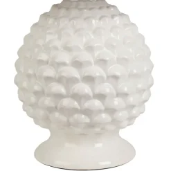 Lampe en porcelaine et lin blanc h59cm - Phebe