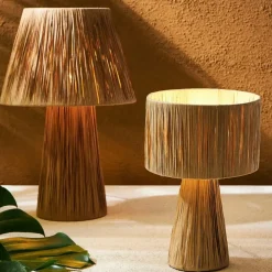 Lampe en raphia et fer naturel h30cm - Organic