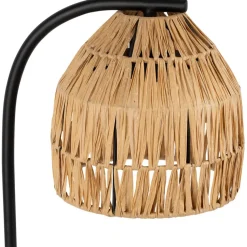 Lampe en raphia et fer naturel et noir h50cm - Tulum
