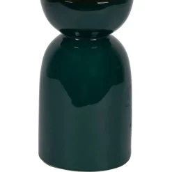 Lampe en raphia naturel et céramique émeraude h38cm - Palma
