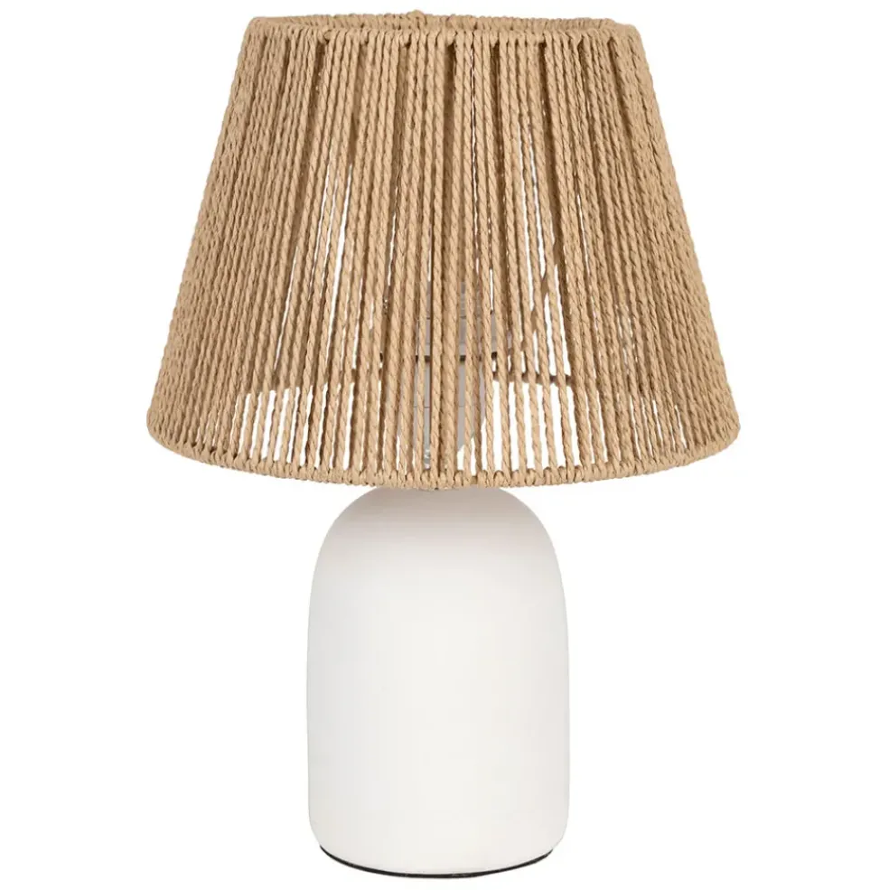 Lampe en terre cuite blanc mate et naturel h32cm - Nira