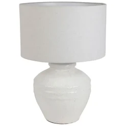 Lampe en terre cuite et lin blanc h47.5cm - Tahra