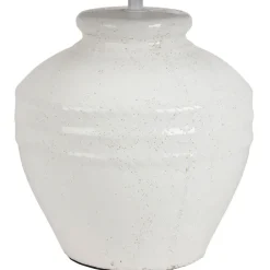 Lampe en terre cuite et lin blanc h47.5cm - Tahra