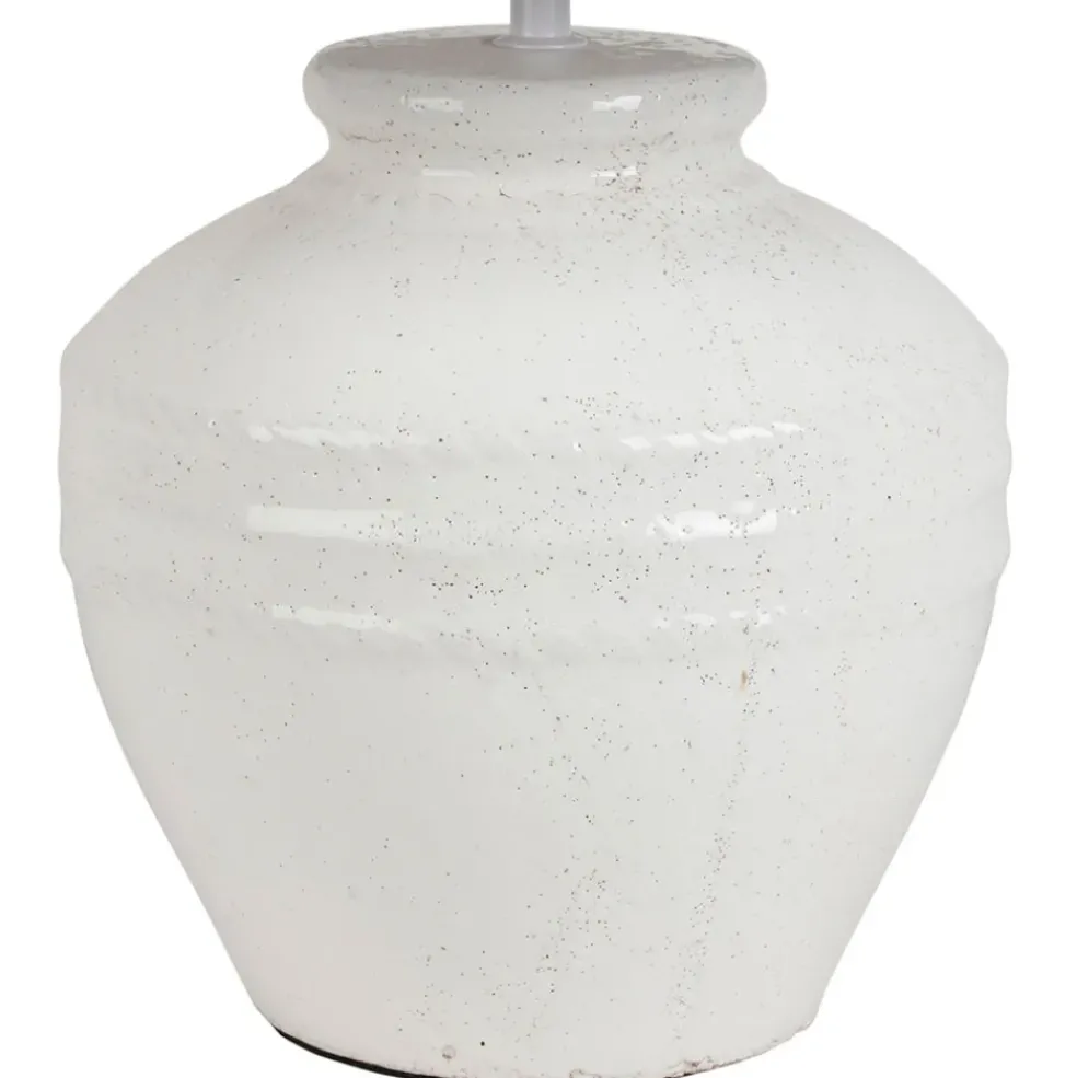 Lampe en terre cuite et lin blanc h47.5cm - Tahra