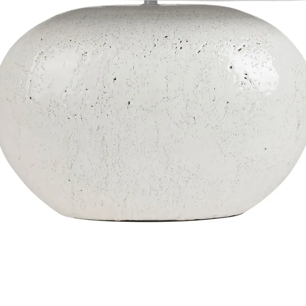 Lampe en terre cuite et lin blanc h50cm - Tahra