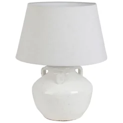 Lampe en terre cuite et lin blanc h47cm - Tahra