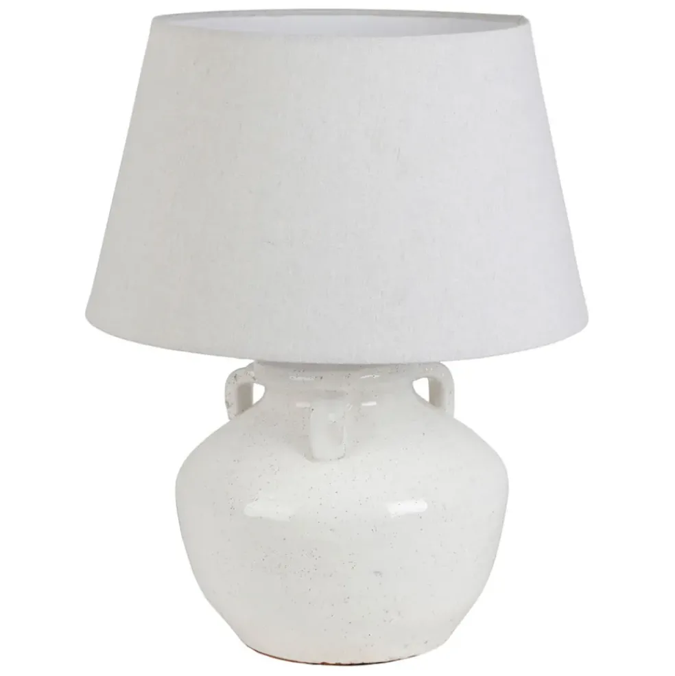 Lampe en terre cuite et lin blanc h47cm - Tahra