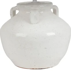 Lampe en terre cuite et lin blanc h47cm - Tahra