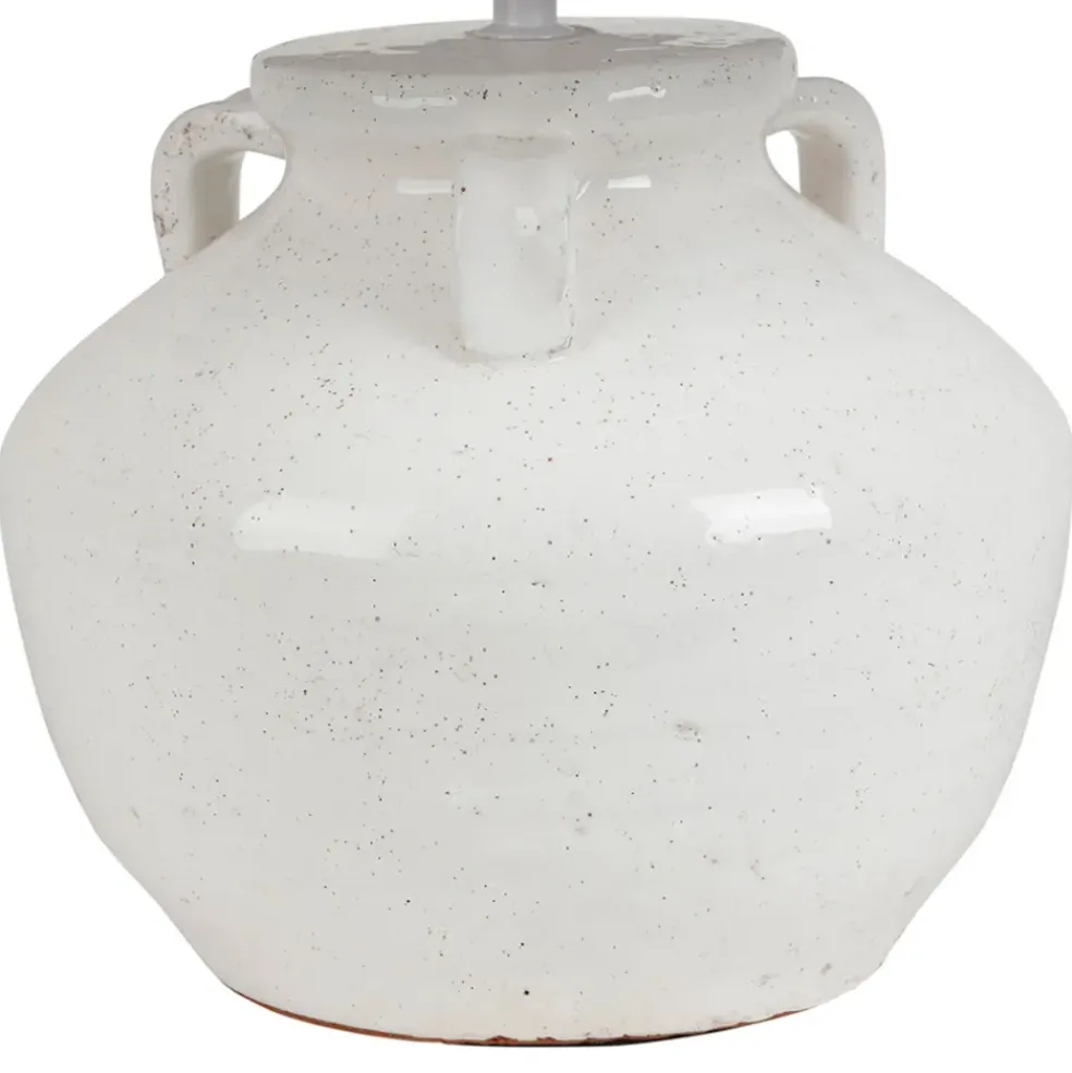 Lampe en terre cuite et lin blanc h47cm - Tahra