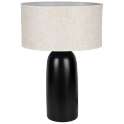 Lampe en terre cuite et lin noir et beige h60cm - Vita