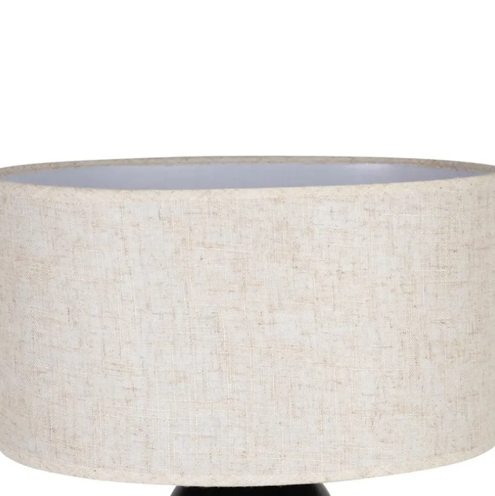Lampe en terre cuite et lin noir et beige h60cm - Vita