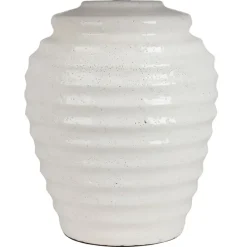 Lampe en terre cuite et lin blanc h59cm - Tahra