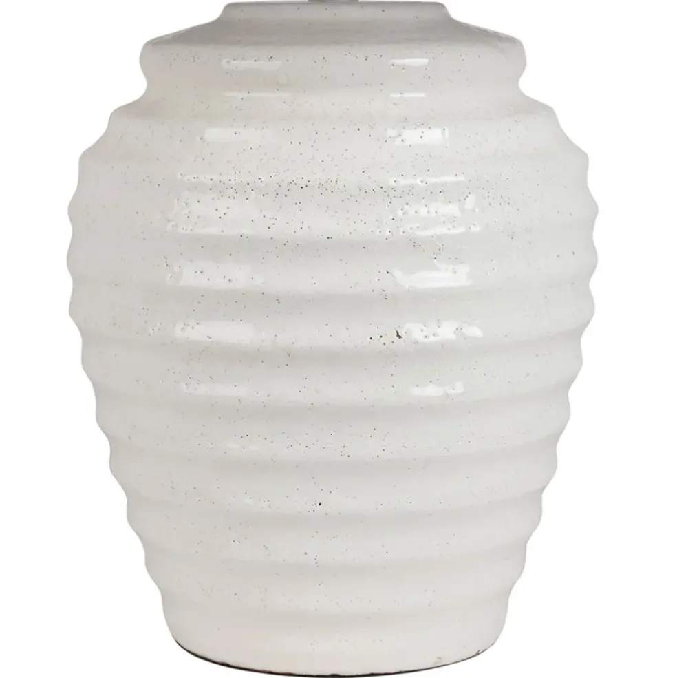 Lampe en terre cuite et lin blanc h59cm - Tahra