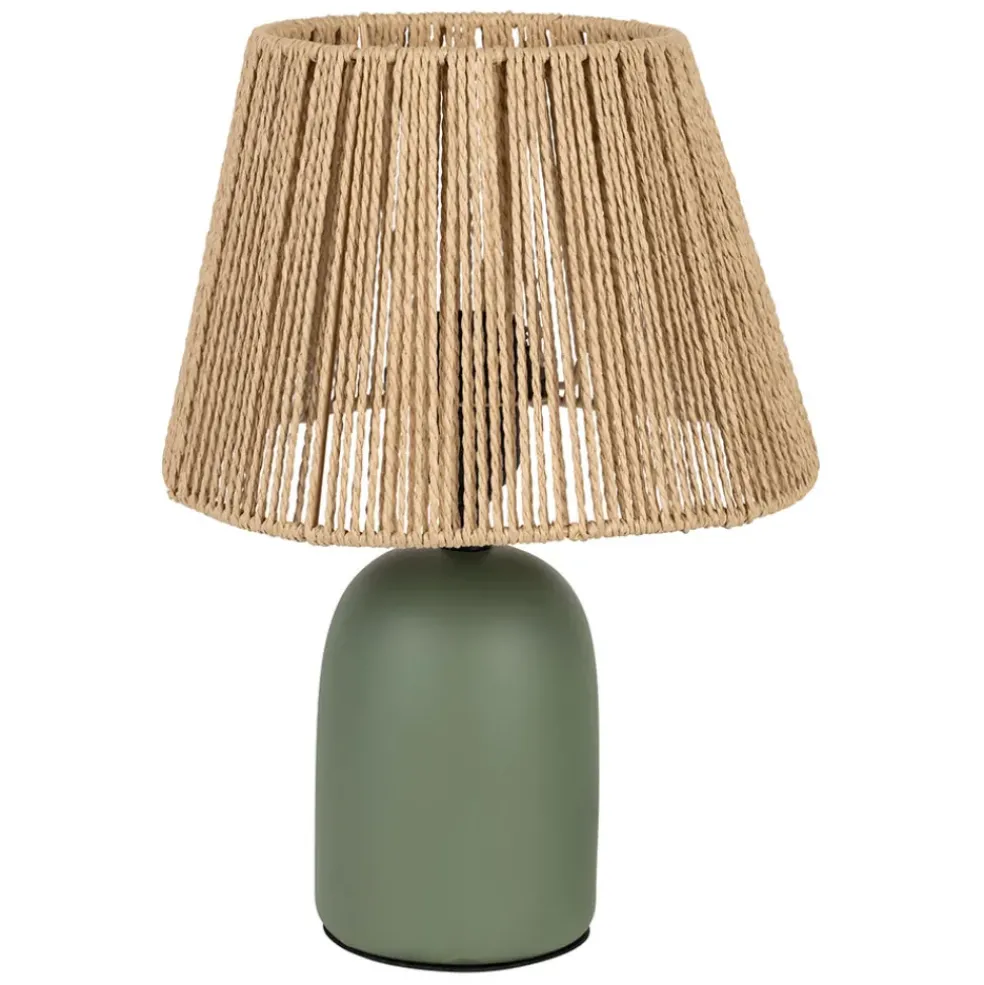 Lampe en terre cuite émeraude mate et naturel h32cm - Nira