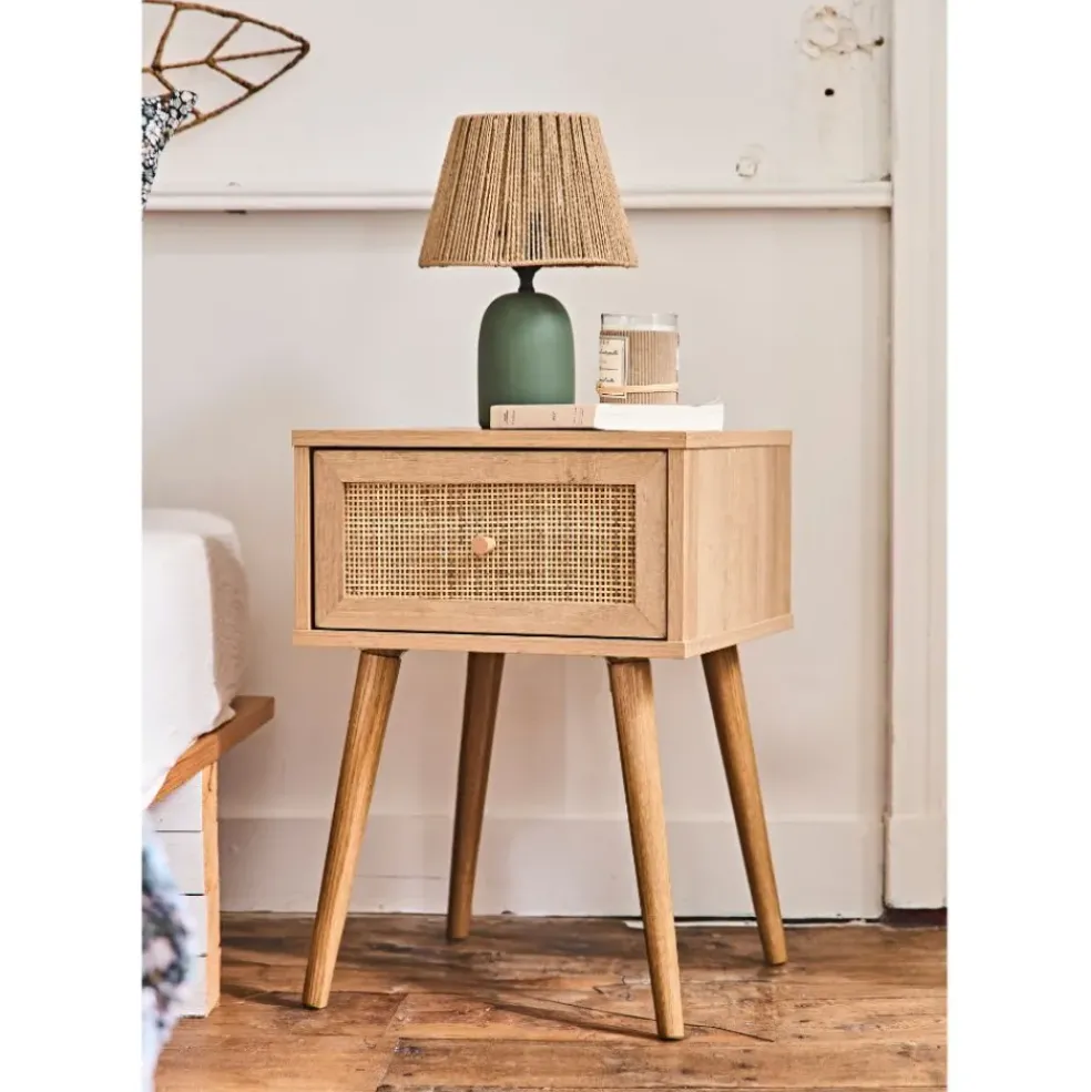 Lampe en terre cuite émeraude mate et naturel h32cm - Nira