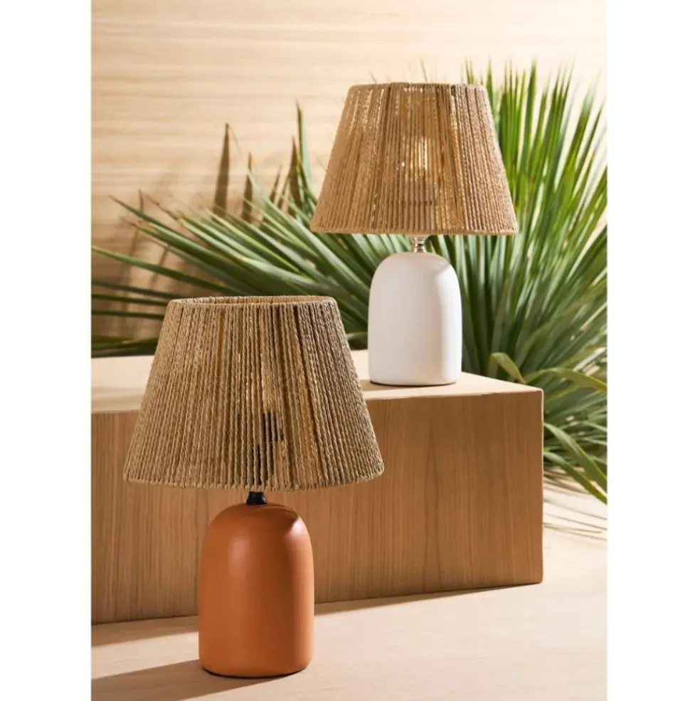 Lampe en terre cuite terracotta mate et naturel h32cm - Nira