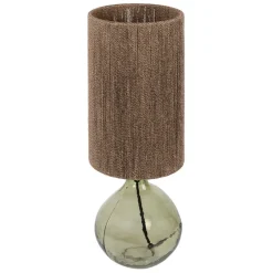 Lampe en verre et jute vert h46cm - Heliac