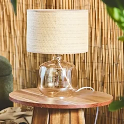 Lampe en verre et papier fumé h36cm - Celeste